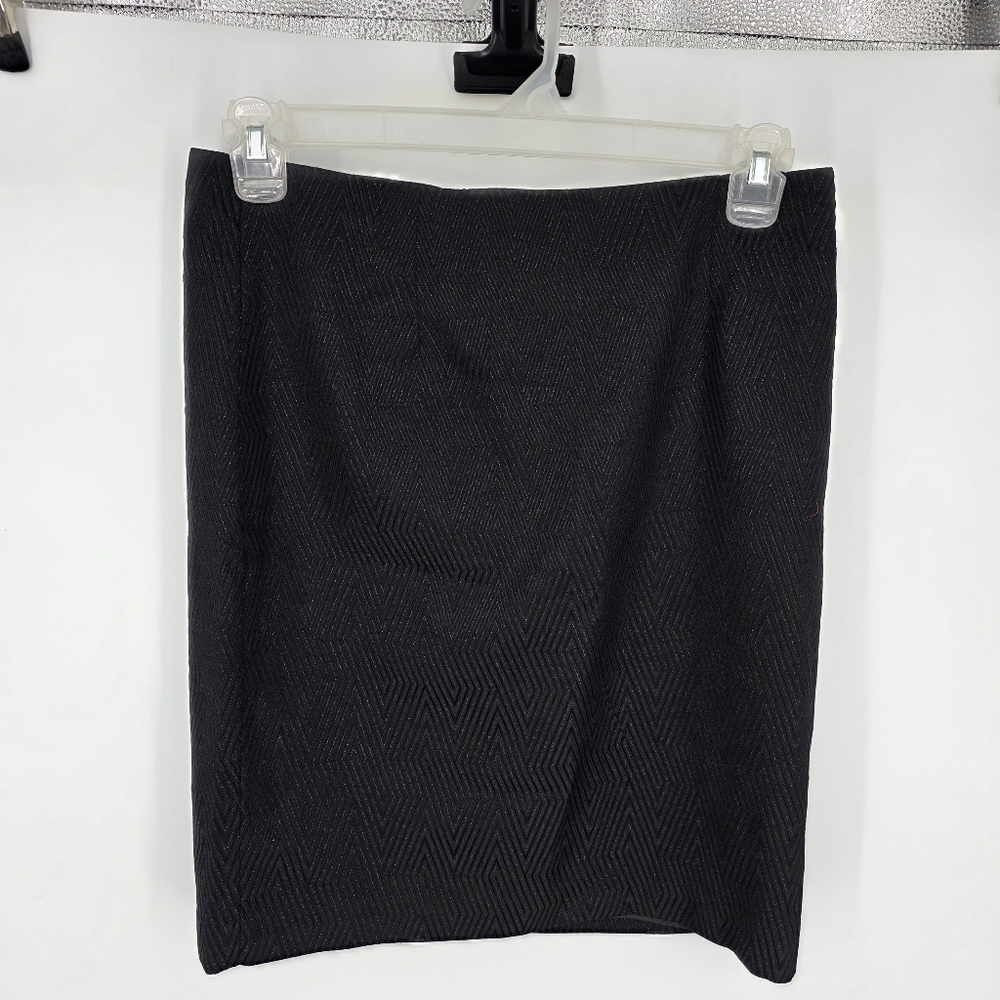 NWT Jaclyn Smith Black Metallic Chevron Pencil Skirt Size 6